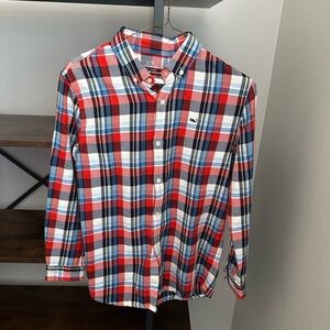 Vineyard Vines Red and Blue Plaid Shirt Mens Sz M